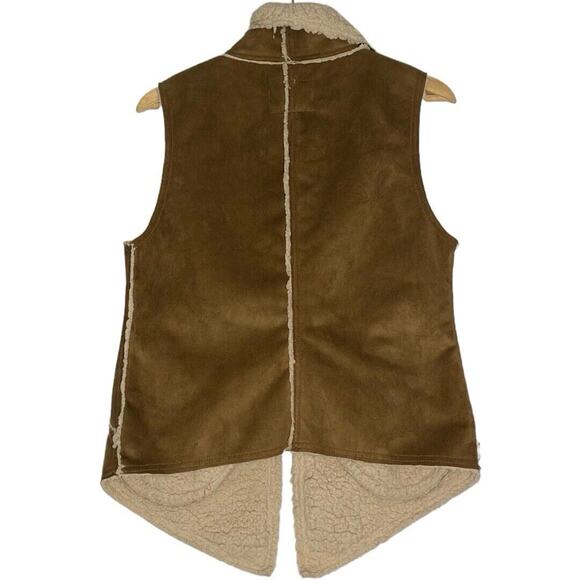 Sanctuary Faux Suede Sherpa Vest Womens Small‎ Brown Boho Western Cowgirl Casual - Picture 5 of 11